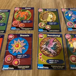 1999 Pokemon PokeTrivia Card Lot 23 Vintage Game Cards Machop Damaged - Image 3