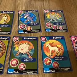 1999 Pokemon PokeTrivia Card Lot 23 Vintage Game Cards Machop Damaged - Image 4