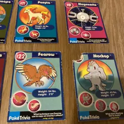1999 Pokemon PokeTrivia Card Lot 23 Vintage Game Cards Machop Damaged - Image 5