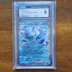 Pokemon Blastoise ex Scarlet & Violet 151 009/165 Double Rare Holo CGC 9 - Image 1