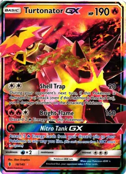 Pokemon TCG Turtonator GX Ultra Rare SM Guardians Rising 18/145 NM - Image 1