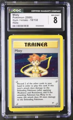 CGC 8 Misty 2000 Gym Heroes #18/132 Holo Pokemon Card NM/Mint - Image 1