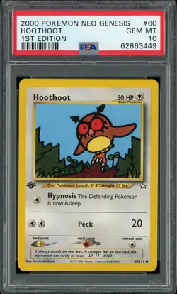 PSA 10 Hoothoot 1st Edition Neo Genesis 60/111 Pokemon Card - Image 1