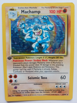Machamp Pokemon Card 1st Edition Holo WOTC 8/102 Base Set Rare Vintage 1999 MP - Image 1
