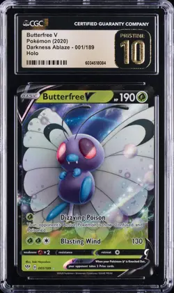 2020 POKEMON SWORD & SHIELD DARKNESS ABLAZE #001 BUTTERFREE V CGC 10 PERFECT - Image 1