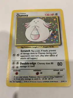 Pokemon Chansey 3/102 Base Set 120 HP Holo Rare Wizards 1999 English - Image 1