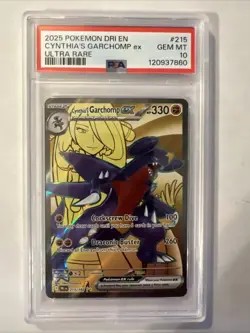 Pokemon SV 2025 Destined Rivals Dri en Cynthia's Garchomp EX #215/182 PSA 10 - Image 1