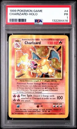 PSA 1 Charizard Holo Base Set Unlimited 4/102 Pokemon 1999 - Image 3