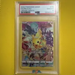2023 Pokemon Sword & Shield Crown Zenith Full Art Pikachu #160 PSA 10 GEM MINT - Image 1