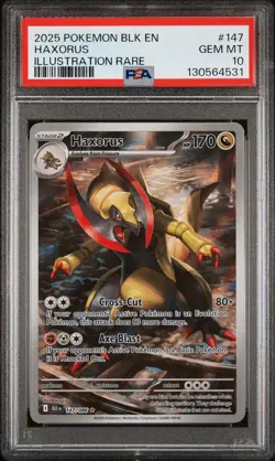 2025 Pokemon Black Bolt BLK En Haxorus Illustration Rare #147 PSA 10 Gem Mint - Image 1
