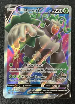 Rillaboom V 175/192 Rebel Clash Full Art Ultra Rare Pokemon TCG Card NM - Image 1
