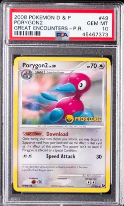 2008 POKEMON DIAMOND & PEARL GREAT ENCOUNTERS PRERELEASE #49 PORYGON2 PSA 10 - Image 1