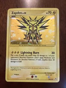 Zapdos 150/147 Platinum Supreme Victors Pokemon Card Holo Foil Secret Rare LP! - Image 1