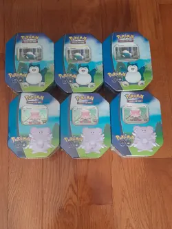 Pokemon TCG Pokemon Go Tins New & Sealed 3 Blissey Tins & 3 Snorlax Tins - Image 1