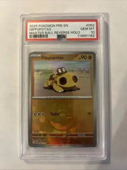 2025 Pokemon PRE EN Hippopotas Master Ball Reverse Holo PSA 10 GEM 💎 - Image 1