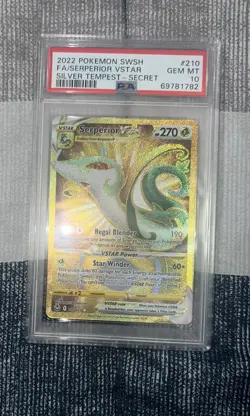 2022 Pokemon SWSH Silver Tempest Serperior VSTAR #210 Secret Full Art PSA 10 - Image 3