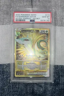 2022 Pokemon SWSH Silver Tempest Serperior VSTAR #210 Secret Full Art PSA 10 - Image 5
