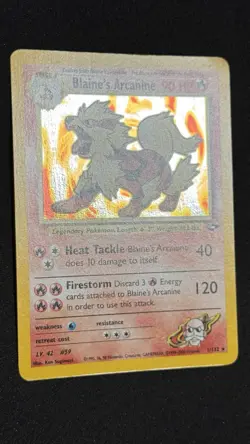2000 Blaine’s Arcanine 1/132 Holo Rare Gym Challenge Pokemon Card WOTC 1/132 LP - Image 2