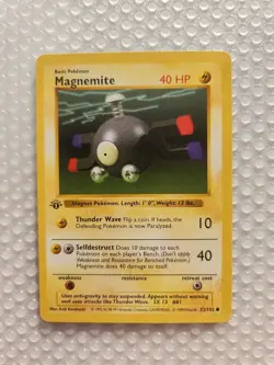 Pokemon TCG Magnemite First Edition Shadowless Base Set 53/102 Card - Image 1