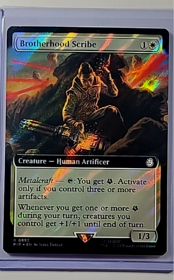 MTG Magic The Gathering Fallout Extended Art Surge Foil Brotherhood Scribe LP - Image 1