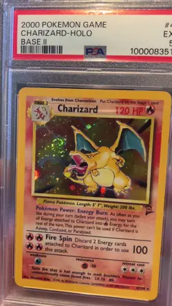 Base Set 2 Charizard Holo Big Galaxy Swirl 4/130 Pokemon Card - Image 2