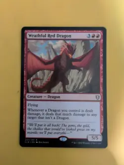 Wrathful Red Dragon. CLB Dragon Rare Magic the Gathering Card. - Image 1
