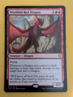 Wrathful Red Dragon. CLB Dragon Rare Magic the Gathering Card. - Image 2