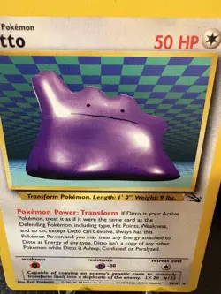 Ditto 18/62 Fossil Set Non-Holo Rare WOTC Pokemon Card LP 1999 - Image 2