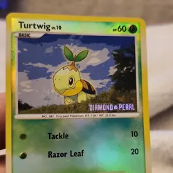 Pokemon Turtwig Basic Diamond & Pearl Tiny Leaf Holo 60 HP 10 20 Attack TCG Card - Image 1
