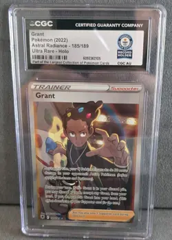 World record Pokemon Grant Swsh10 Astral Radiance Holo Full Art Rare 185/189 CGC - Image 1