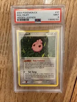 Pokemon PSA 9 MINT Igglybuff 37/101 EX Hidden Legends 2004 - Image 1