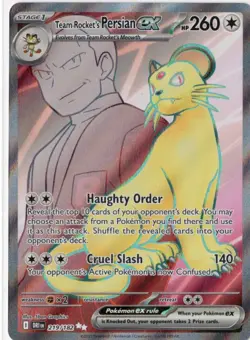 Team Rocket's Persian ex 219/182 Destined Rivals Holo Pokemon Card 🔥 SV10 - Image 1