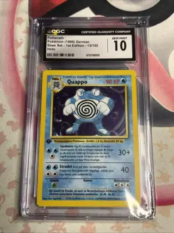 1999 Pokemon Base Set 1st Edition Poliwrath German Holo #13/102 CGC 10 - Image 1