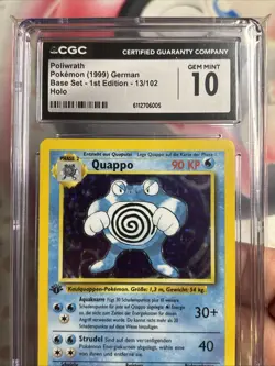 1999 Pokemon Base Set 1st Edition Poliwrath German Holo #13/102 CGC 10 - Image 2