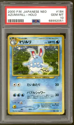 Pokemon Neo Genesis Japanese Azumarill 184 PSA 10 GEM MINT - Image 1