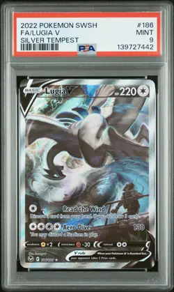 2022 POKEMON SWORD & SHIELD SILVER TEMPEST #186 FULL ART/LUGIA V PSA 9 - Image 1