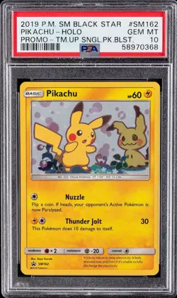 2019 POKEMON SM BLACK STAR PROMO #SM162 PIKACHU-HOLO PSA 10 - Image 1