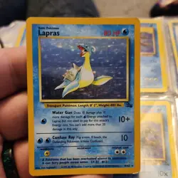 Pokemon Lapras Basic Water 80 HP Holo Rare Fossil Confuse Ray Water Gun - Image 1