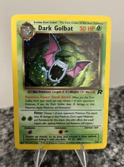 Dark Golbat MP SWIRL 7/82 Unlimited Team Rocket Pokemon TCG Holo - Image 1