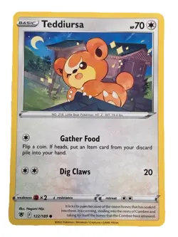 New: 2022 Pokemon TCG Teddiursa 122 Swsh10: Astral Radiance Regular Common - Image 1