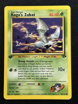 Koga's Zubat 1st Edition Gym Challenge 083/132 LP-NM Pokemon Card - Image 1