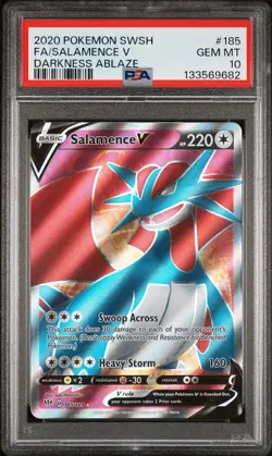 Salamence V 185/189 Darkness Ablaze 2020 PSA 10 Full Art Ultra Rare Pokemon Card - Image 1