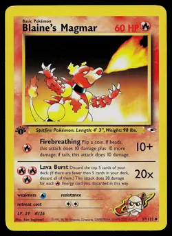 Pokemon Card - Blaine's Magmar Gym Heroes 37/132 Uncommon 1st Edition - Image 1