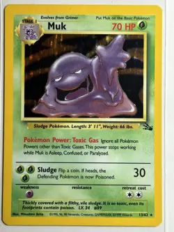Muk (13) Holo Fossil 13/62 MP-LP Pokemon Card - Image 1