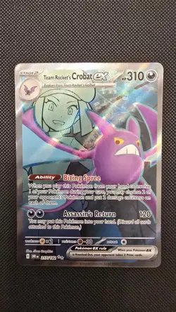 Team Rocket's Crobat ex 217/182 Double Rare Full Art Pokemon Destined Rivals NM - Image 1