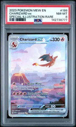 2023 POKEMON MEW EN-151 SPECIAL ILLUSTRATION RARE #199 CHARIZARD EX PSA 8 - Image 1