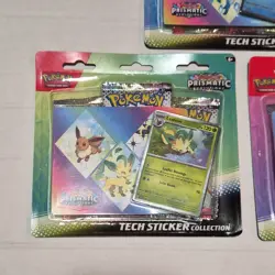 Pokemon Prismatic Evolutions tech sticker collection set of 3 Eevee Eevolutions - Image 2