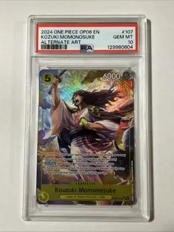 One Piece Kouzuki Momonosuke OP06-107 Super Rare Wings of Captain PSA 10 Gem - Image 1