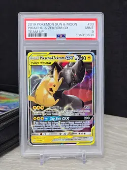 Pokemon Card Pikachu & Zekrom GX Sun & Moon Team Up 2019 Holo 33/181 PSA 9 MINT - Image 3