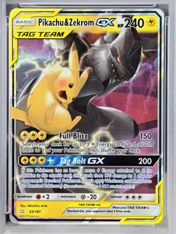 Pokemon Card Pikachu & Zekrom GX Sun & Moon Team Up 2019 Holo 33/181 PSA 9 MINT - Image 5
